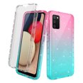 thumbnail image 1 of Samsung Galaxy A72 5G Case With Built-in Screen Protector, Rosebono Hybrid Glitter Sparkle Transparent Colorful Gradient TPU Skin Cover 360 Protection Case For Samsung Galaxy A72 5G (Pink/Teal), 1 of 5