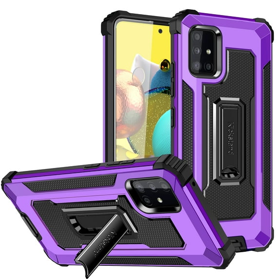 Samsung Galaxy A72 Case, Rosebono Hybrid Slim Colorful Armor Shockproof Impact Resistant Protective Cover Case With Kickstand For Samsung Galaxy A72 4G and 5G Version (Purple)