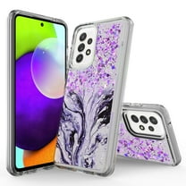 Samsung Galaxy A72 Phone Case, Rosebono Hybrid Bling Glitter Sparkle Epoxy Graphic Marble Colorful Silicone Skin Cover Armor Case for Samsung Galaxy A72 4G and 5G (Purple)