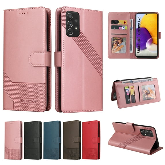 Samsung Galaxy A72 Wallet Case, Dteck Premium Shockproof PU Leather Stand Flip Cover Case Durable Credit Slots Retro Card Holder Folio CoverFor Samsung Galaxy A72 5G/4G,
Rosegold