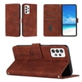 thumbnail image 1 of For Samsung Galaxy A72 Wallet Cover, PU Leather Kickstand Credit Card Pocket Slots Wrist Strap Magnetic Folio Heart Patterned Embossed Flip Cover for Samsung Galaxy A72 5G/4G, Brown, 1 of 11