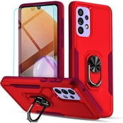 Samsung Galaxy A73 5G Case, Circlemalls Ring Stand Armor Cover Case+Screen Protector-Red