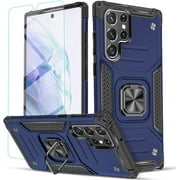 Samsung Galaxy A73 5G Case, Circlemalls Ring Stand Shockproof Cover+Screen Protector-Blue