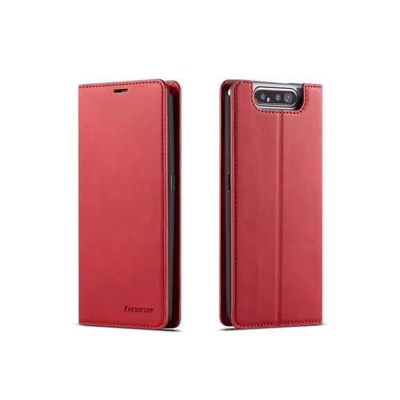 Samsung Galaxy A80 / A90 Case, Premium PU Leather Cover TPU Bumper with Card Holder Kickstand Hidden Magnetic Shockproof Flip Wallet Case
