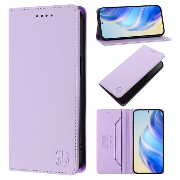 for Samsung Galaxy A91 Phone Case Wallet Protective Case leather Cover with magnetic closed cLight Purpleit card slot shockproof protection phone case