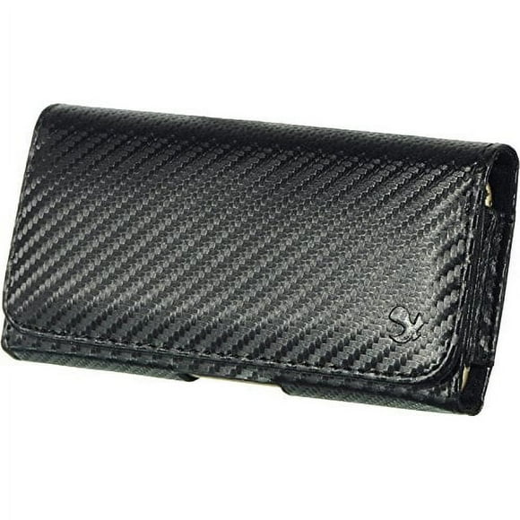 Samsung Galaxy Ace Style S765C Stardust s766c ~ EXTRA LARGE Horizontal Leather Pouch Carrying Case Holster Belt Clip Magnetic Closure Fits - Carbon