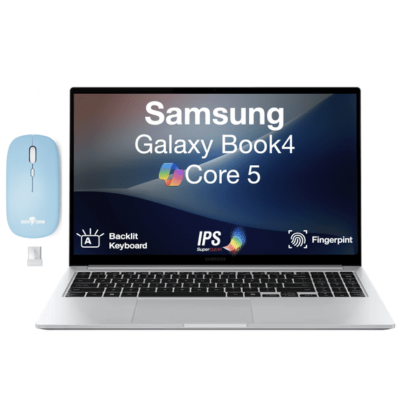 Samsung Galaxy Book4 Business Laptop 15.6in IPS FHD Display (Intel Core 5 120U, 16GB LPDDR4X, 2TB PCIe SSD, Intel Iris Xe, Backlit KB, Fingerprint, WiFi 6, Win 11 Pro) w/Dockztorm Wireless Mouse