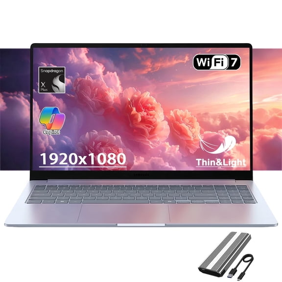 Samsung Galaxy Book4 Edge Business Laptop, Copilot + AI PC Computer, 15.6" LED Anti-Glare Display, Snapdragon x, 16G RAM-640G SSD, Long-Lasting Battery, Wifi 7