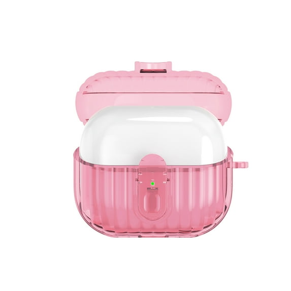 For Samsung Galaxy Buds 3 Pro/Buds 3 Case Cover 2024 with Secure Lock Clip, Rugged Shockproof Samsung Galaxy Buds 3/3 Pro Protective Hard Cover Shell for Men Women, Clear Pink