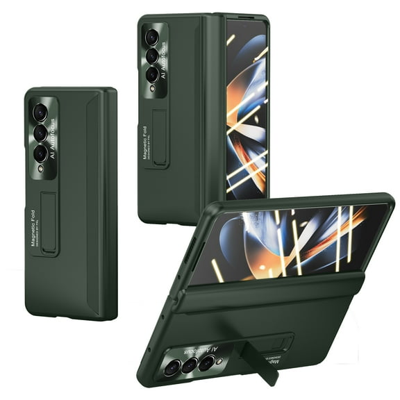for Samsung Galaxy Fold 4 Case Full Cover Hinge Protection Slim Case with Built-in Screen Protector & Magnetic Kickstand - Shockproof Protective Phone Case for Samsung Z Fold 4 5G, Darkgreen