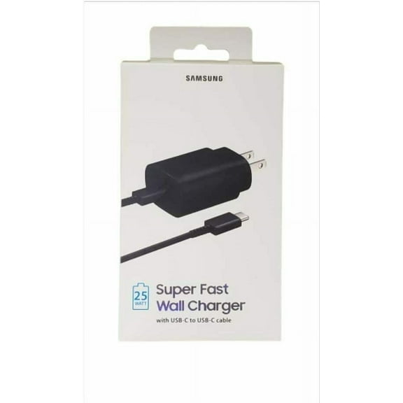 Samsung Galaxy Fold Original 25W USB-C Super Fast Charging Wall Charger - Black (US Version with Warranty) - in Retail Packaging