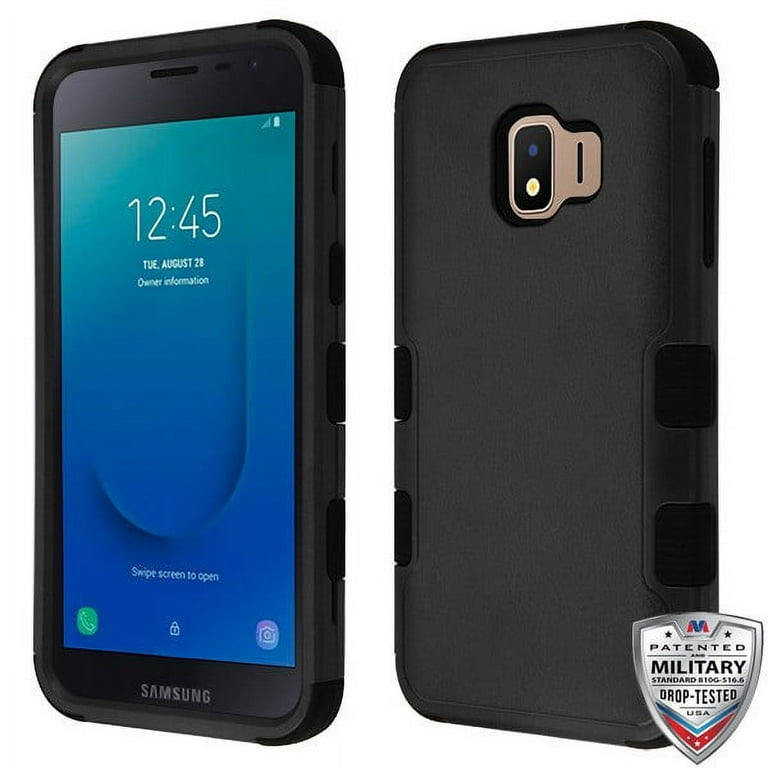 Samsung Galaxy J2 PURE Phone Case Tuff Hybrid Shockproof Impact Rubber Dual Layer Armor Rugged Hard Soft Protective Hard Case Cover BLACK Phone Case