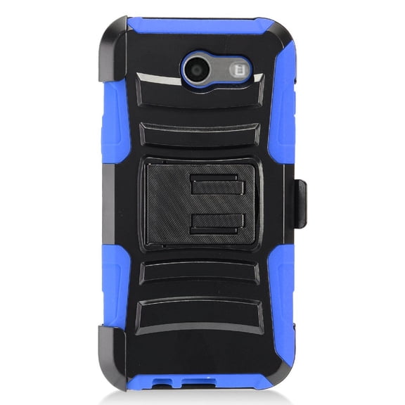 Samsung Galaxy J3 Eclipse,Galaxy Sol 3,Galaxy Amp Prime 2,Galaxy Express Prime 2 Phone Case, Dual Layers [Combo Holster] And Kickstand Bundled with [Glass Screen Protector] And Circlemalls Pen (Camo)