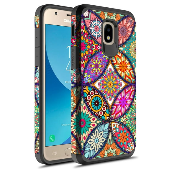 Samsung Galaxy J7 V 2nd Gen/J7 Refine/J7 Top/J7 Star/J7 Aura/7 Crown/J7 2018 / J7 Eon / J7 Aero Case, Rosebono Fashion Hybrid Graphic Colorful Armor Case for SM-J737 (Colorful Mandala)