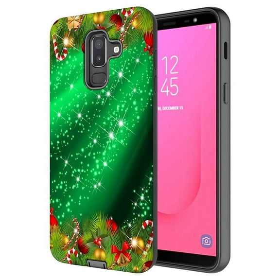Samsung Galaxy J8 2018 Case, Kaesar Hybrid Dual Layer Slim Laser Glitter Sparkle Graphic Shockproof Impact Resistant Protective Cover Case for Samsung Galaxy J8 2018 (Christmas Tree)