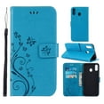 thumbnail image 1 of Samsung Galaxy M20 Wallet Case, Dteck Embossed Flower PU Leather Magnetic Flip Stand Case Cover [Built-in Card Slots][w/ Hand Strap] For Samsung Galaxy M20, Blue, 1 of 4