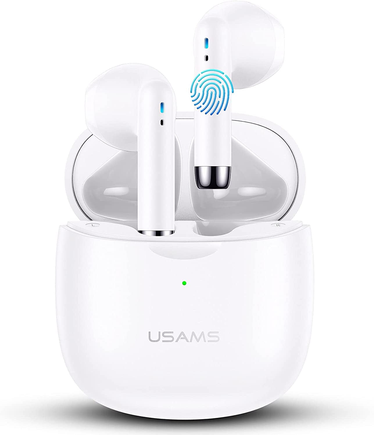 for Samsung Galaxy M20 Wireless Earbuds, Bluetooth 5.0 Headphones in Ear with Charging Case, Hands-Free Headset with Mic, Hi-Fi Stereo Sound, Touch Control - White