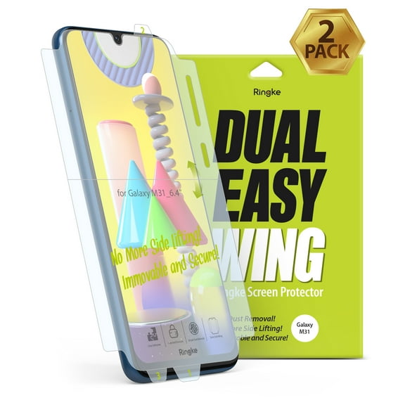 Samsung Galaxy M31 Screen Protector, Ringke [Dual Easy Wing] Film - 2 Pack