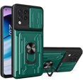 thumbnail image 1 of for Samsung Galaxy M33 Case with Card Holder, Heavy Duty Protection Phone Case with Magnetic Ring Kickstand Slide Camera Cover for Samsung Galaxy M33 LJK Green, 1 of 9