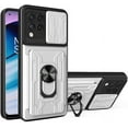 thumbnail image 1 of for Samsung Galaxy M33 Case with Card Holder, Heavy Duty Protection Phone Case with Magnetic Ring Kickstand Slide Camera Cover for Samsung Galaxy M33 LJK White, 1 of 9