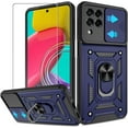 thumbnail image 1 of Samsung Galaxy M53 5G Case,Compatible with Samsung Galaxy M53 5G Case with HD Screen Protector with Slide Camera Cover, 360° Rotation Ring Kickstand [Military Grade] Case for Samsung M53 5G,Blue, 1 of 14