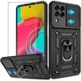 thumbnail image 1 of Samsung Galaxy M53 5G Case,Compatible with Samsung Galaxy M53 Case with HD Screen Protector with Slide Camera Cover, 360° Rotation Ring Kickstand [Military Grade] Case for Samsung M53 5G,Black, 1 of 7