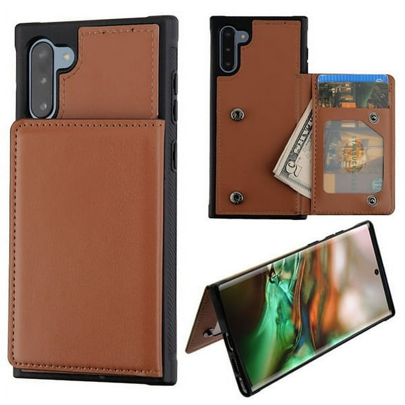 Samsung Galaxy Note 10 (6.3") Wallet Phone Case Leather Vintage Flip Folio Fold Pouch Stand Shockproof Protective Snap on with Credit Cards Holder Slots / Cash Pocket BROWN Cover for Galaxy Note 10
