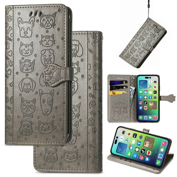 for Samsung Galaxy Note 10 Case Wallet,Magnetic Closure PU Leather Cute Embossed with Wrist Strap, RFID Blocking Card Slots Pocket Flip Kickstand Protective Phone Case Cover,Gray