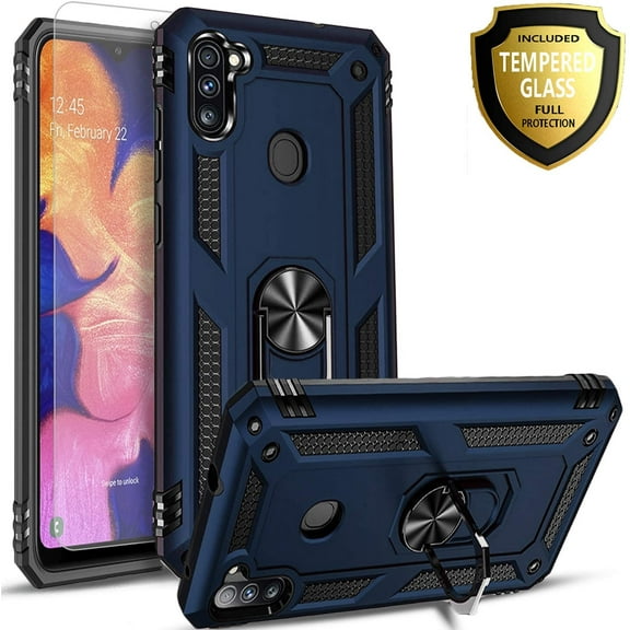 Samsung Galaxy Note 10 Case,  With [Tempered Glass Screen Protector Included], STARSHOP Drop Protection Ring Kickstand Cover- Ink Blue