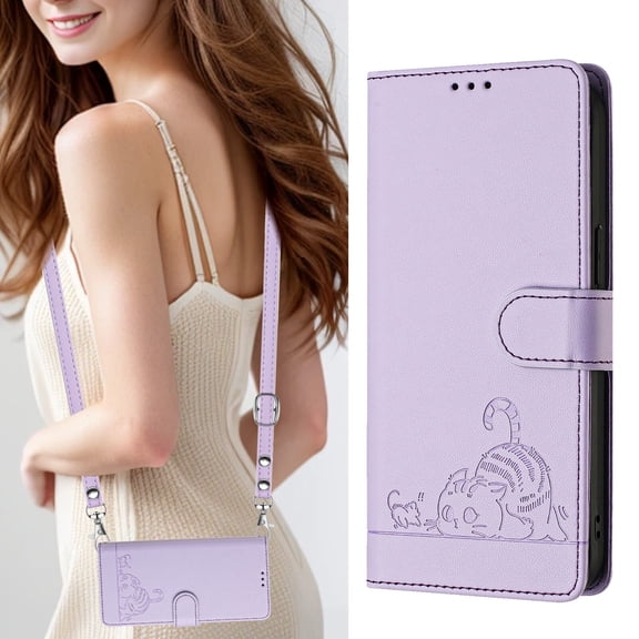 Samsung Galaxy Note 10 Plus 5G Case ,Cat PU Leather Crossbody Lanyard Strap RFID Magnetic Wallet Compatible with Samsung Galaxy Note 10 Plus 5G Cover