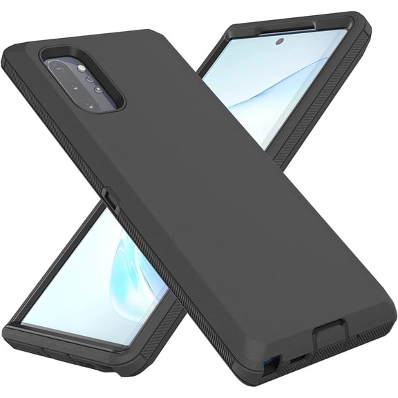 Samsung Galaxy Note 10 Plus Case, Heavy Duty Protective Case Dustproof Shockproof Protection 3 in 1 Rugged Cover for Samsung Galaxy Note 10 Plus (Black)