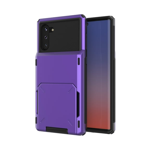 For Samsung Galaxy Note 10 Plus Case, Mantto Wallet Cover 5 Credit Card Slots Holder Flip Hidden Rugged Dual Layer PC & TPU 2 in 1 Protection Hybrid Tough Back Armor Phone Skin,Purple