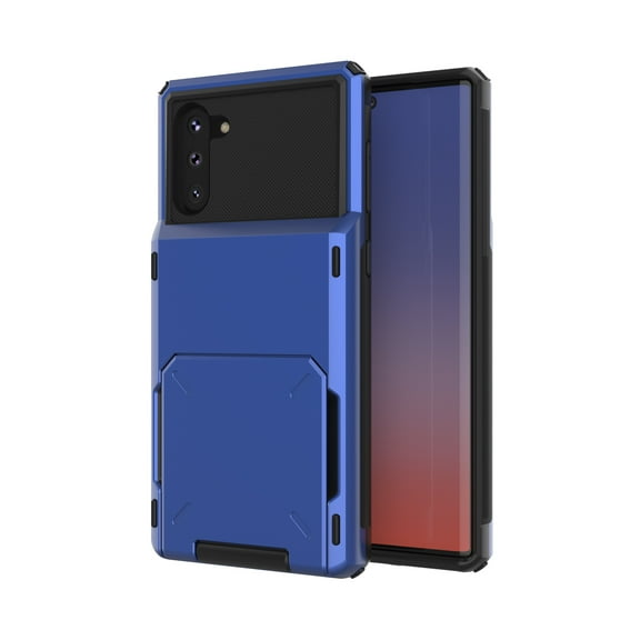 For Samsung Galaxy Note 10 Plus Case, Mantto Wallet Cover 5 Credit Card Slots Holder Flip Hidden Rugged Dual Layer PC & TPU 2 in 1 Protection Hybrid Tough Back Armor Phone Skin, Blue
