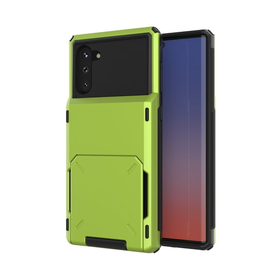 For Samsung Galaxy Note 10 Plus Case, Mantto Wallet Cover 5 Credit Card Slots Holder Flip Hidden Rugged Dual Layer PC & TPU 2 in 1 Protection Hybrid Tough Back Armor Phone Skin, Green