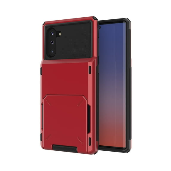 For Samsung Galaxy Note 10 Plus Case, Mantto Wallet Cover 5 Credit Card Slots Holder Flip Hidden Rugged Dual Layer PC & TPU 2 in 1 Protection Hybrid Tough Back Armor Phone Skin, Red