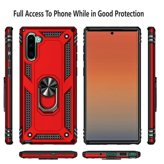 Samsung Galaxy Note 10 Plus Case, [NOT FIT Note 10/ NOTE 10 LITE ] Case, STARSHOP Drop Protection Ring Kickstand Cover- Red