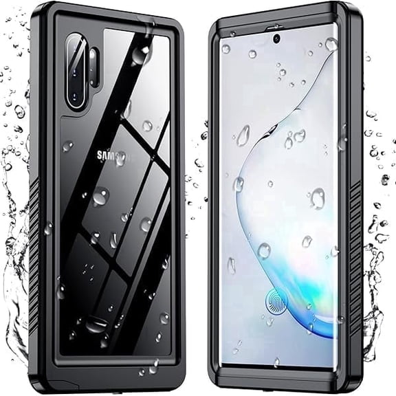 for Samsung Galaxy Note 10 Plus Case Waterproof, [Military-Grade Drop Protection] [IP68 Underwater] Full Body Heavy Duty Rugged Shock-Proof Case for Note 10 Plus 6.8''-Black