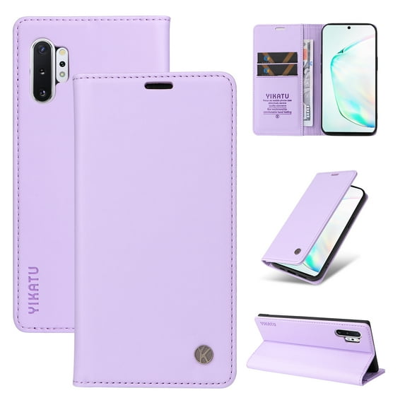 for Samsung Galaxy Note 10 Plus Wallet Case with RFID Blocking Credit Card Holder,Classic Vegan PU Premium Leather Folio Magneitc Flip Kickstand Shockproof Cover Phone case,Purple