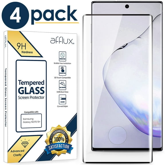 Samsung Galaxy Note 10+ Screen Protector 4-Pack Premium HD Clear Tempered Glass Screen Protector For Galaxy Note10+ Anti-Scratch, Anti-Bubble Case Friendly 3D Curved Film