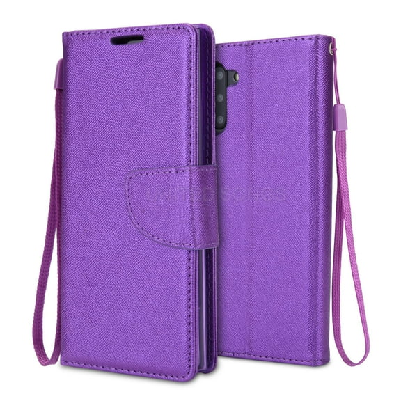 Samsung Galaxy Note 10 Shockproof Folio Wallet Card Holder Case Cover Purple