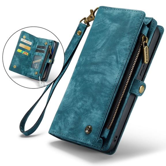 Samsung Galaxy Note 10 Wallet Case, Dteck Leather Zipper Wallet Case 11 Card Slots Holder Flip Purse Magnetic Handle Strap Shockproof Detachable Phone Cover For Samsung Galaxy Note10 6.3 inch,Green