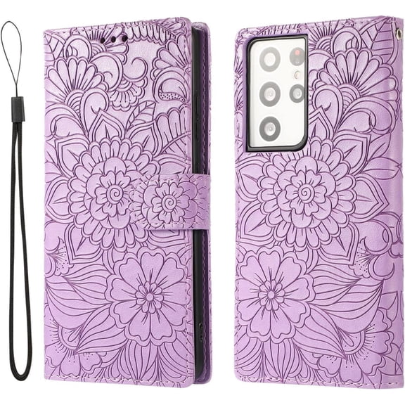 for Samsung Galaxy Note 20 10 9 8 Ultra Pro Case, Versatile Unique Printed Leather Phone case, Card Slots Wallet Skin-Friendly Protector Cover Bumper(Purple,Note 20)