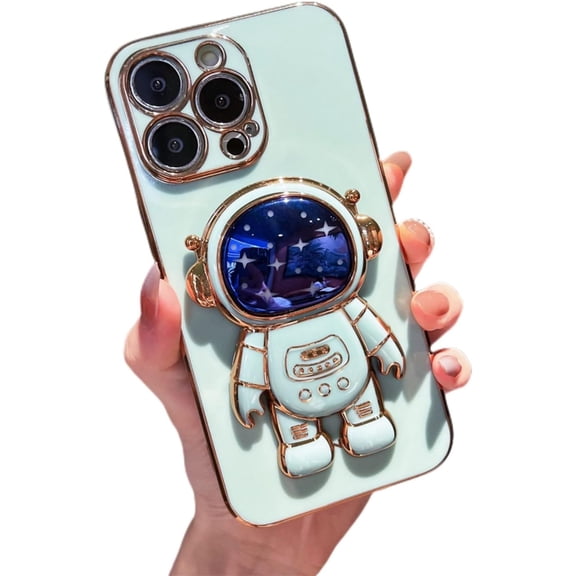 for Samsung Galaxy Note 20 10 Ultra Pro Case, Popular Glossy Soft TPU Phone Case, Creative Starry Sky Cute Astronaut Foldable Stand Protector Cover(Green,Note 20)