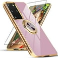 thumbnail image 1 of for Samsung Galaxy Note 20 5G Case with 1 Screen Protector, Built-in 360° Rotation Ring Holder Magnetic Stand, Luxury Shiny Plating Edge Shockproof Electroplated Protective Cover (Purple), 1 of 6
