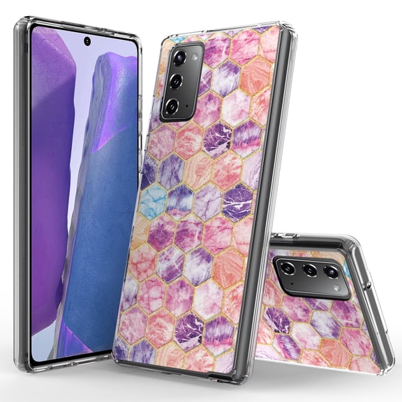 Samsung Galaxy Note 20 5G Case, Rosebono Bling Glitter Sparkle Hexagon Marble Graphic Fashion Cute Colorful Skin Cover Shockproof Case for Samsung Galaxy Note 20 5G Case
