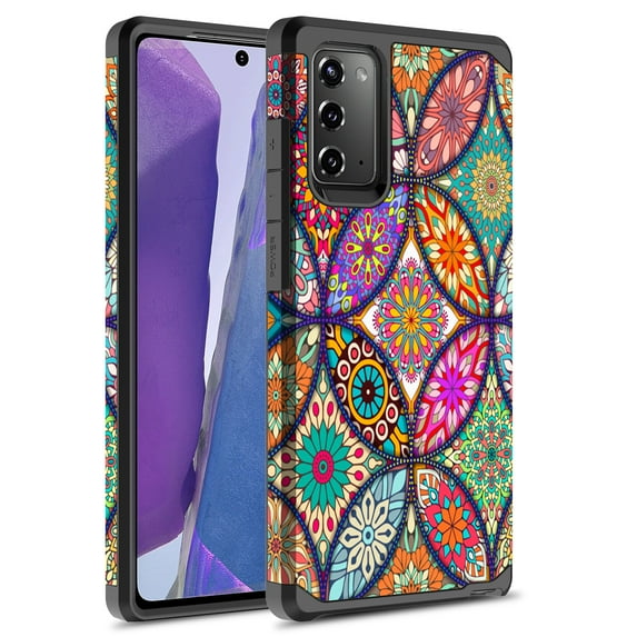 Samsung Galaxy Note 20 5G Case, Rosebono Slim Hybrid Dual Layer Shockproof Hard Cover Graphic Fashion Cute Colorful Silicone Cover Armor Case for Samsung Galaxy Note 20 5G (Colorful Mandala)