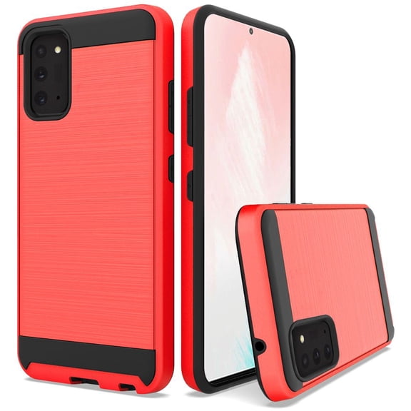 Samsung Galaxy Note 20 (6.7") Case Hybrid Rugged Brushed Metal Design TPU + PC Dual Layer Slim Shockproof Armor ,Xpm Phone Cover for Galaxy Note 20 - Red