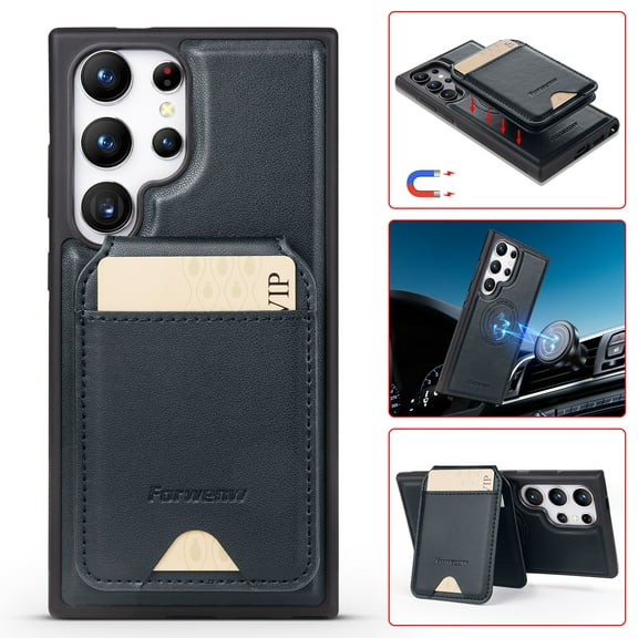 For Samsung Galaxy Note 20 Case with 2 in 1 Detachable Magnetic Wallet RFlD Blocking Card Slots Pocket, Compatible MagSafe, Back Flip Kickstand Premium PU Leather Wireless Charging Phone Case,Black