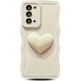 thumbnail image 1 of for Samsung Galaxy Note 20 Case 6.7", Cute Kawaii 3D Love Heart Aesthetic Curly Wavy Non-Slip Camera Cover Shockproof Soft Silicone Note 20 5G Phone Case for Women (Beige), 1 of 9