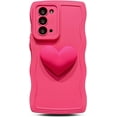 thumbnail image 1 of for Samsung Galaxy Note 20 Case 6.7", Cute Kawaii 3D Love Heart Aesthetic Curly Wavy Non-Slip Camera Cover Shockproof Soft Silicone Note 20 5G Phone Case for Women (Hot Pink), 1 of 6